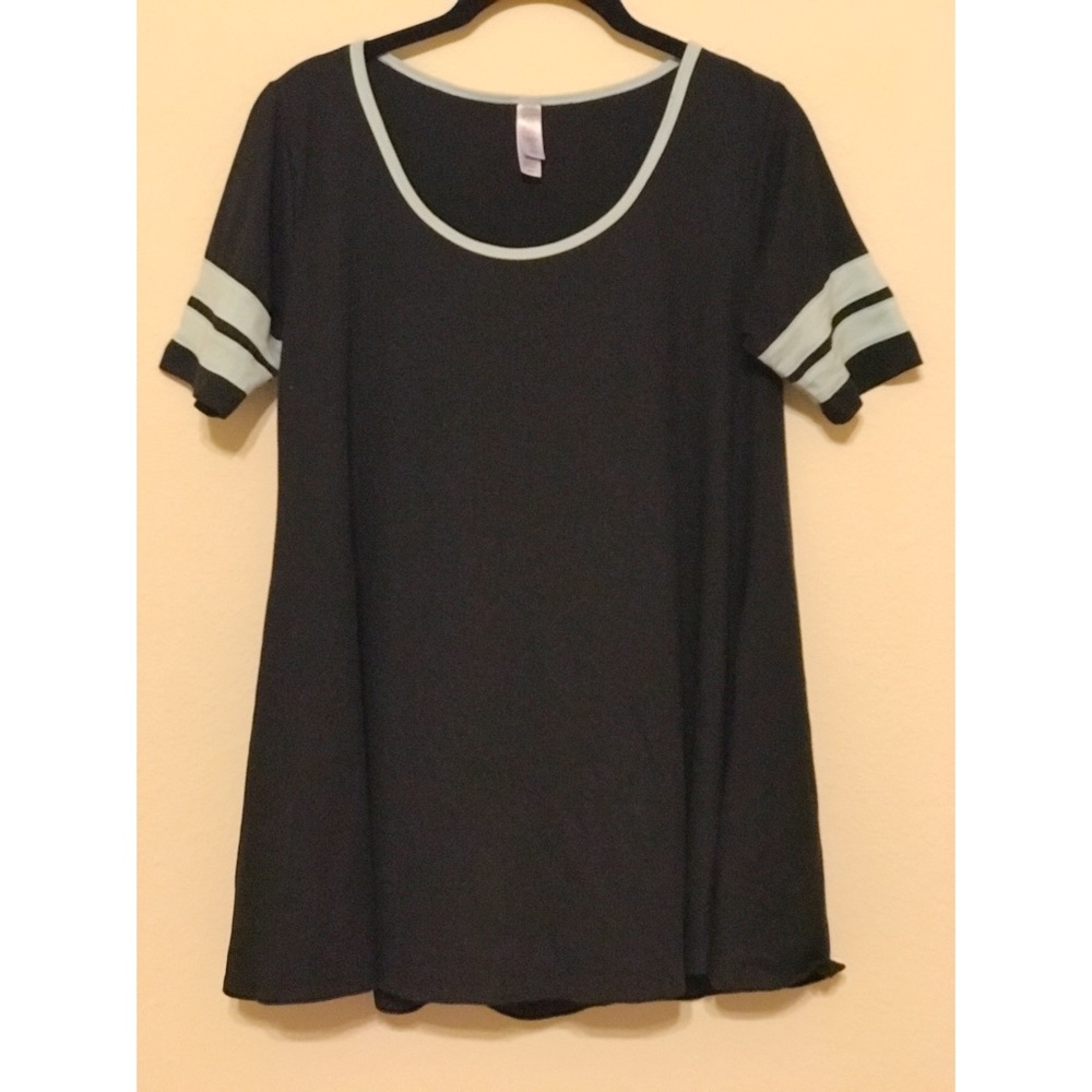 XXS LuLaRoe Perfect Tee black with blue stripes